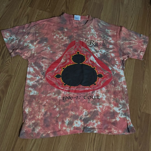 Vintage Rush Test For Echo 1996 Tour Red Tie-Dye Short Sleeve Band T- ShirtY2k
